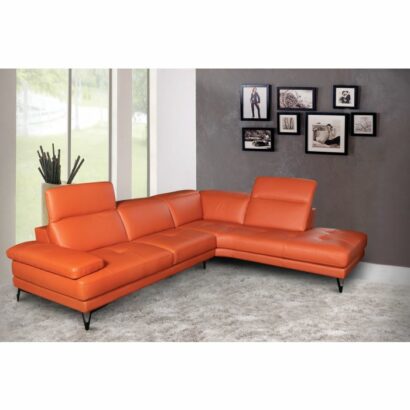 orangefarbenes Sofa Conte mit Kopfanlage